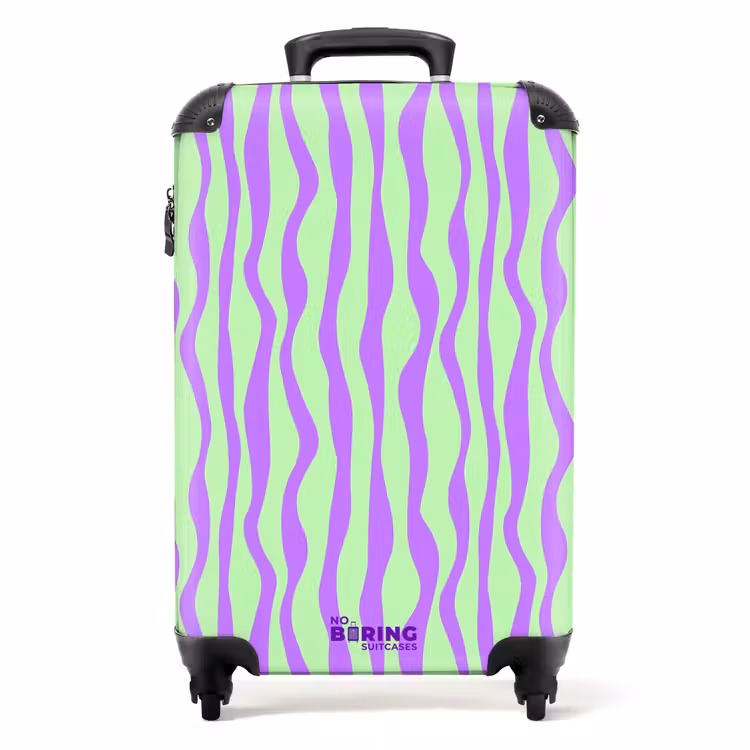 Suitcase - Lilac stripes on a mint green background — 1