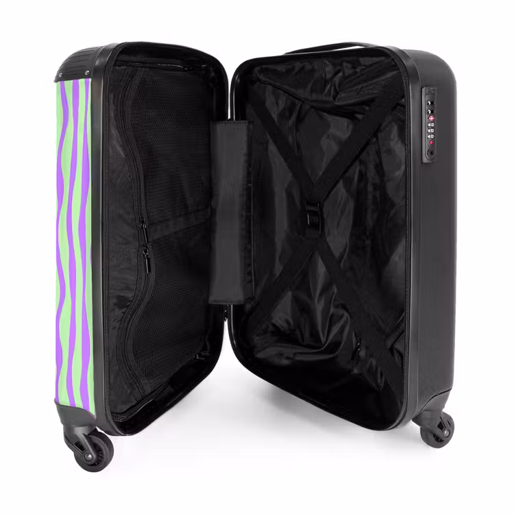 Suitcase - Lilac stripes on a mint green background — 3
