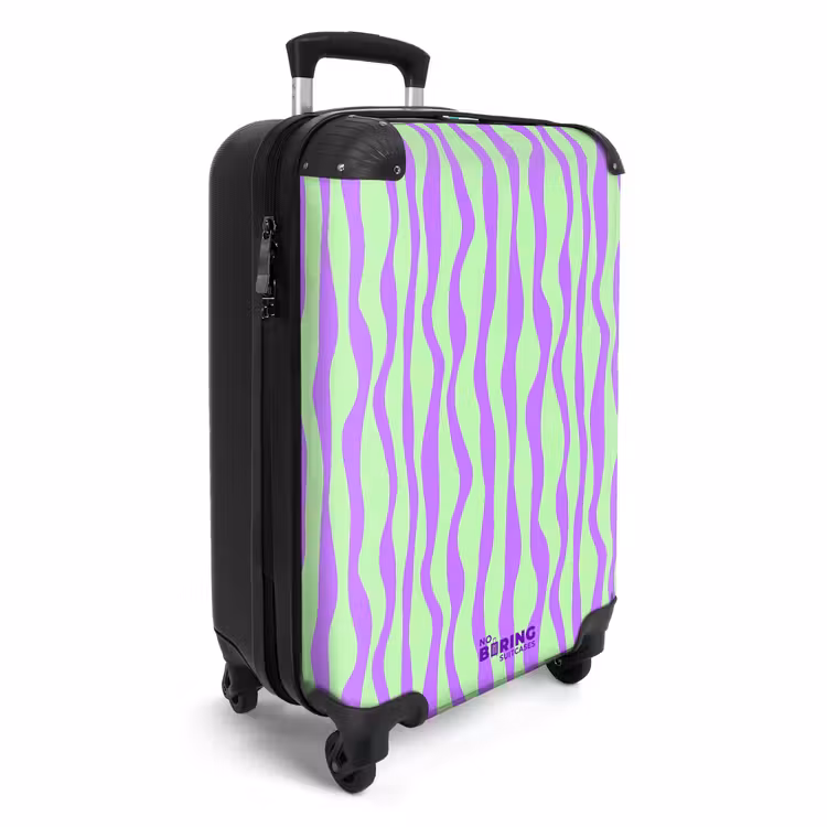 Suitcase - Lilac stripes on a mint green background — 4
