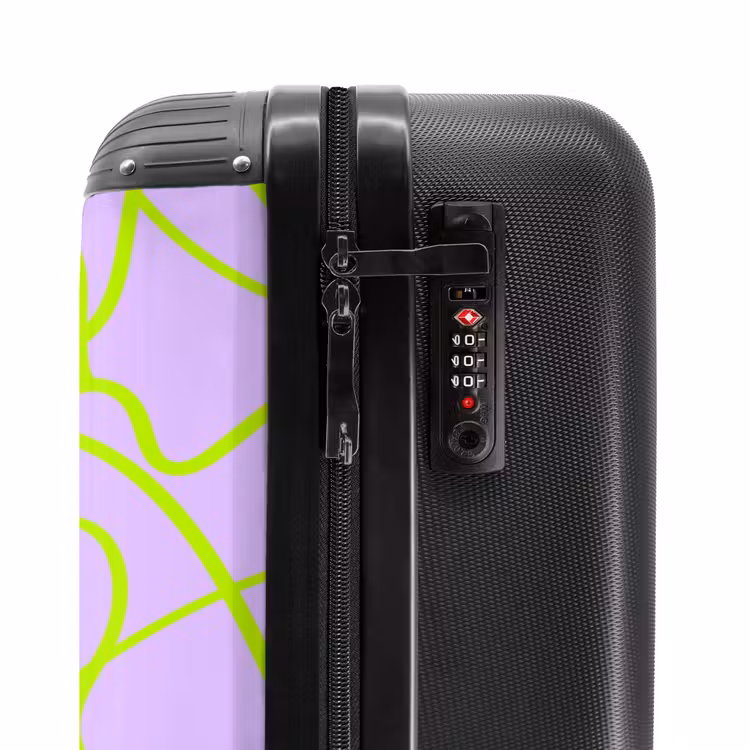 Suitcase - Lime green lines on lilac — 5