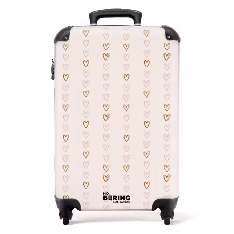 Suitcase - Line hearts on beige — 1