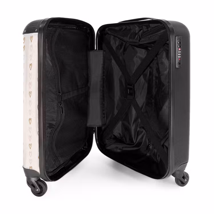Suitcase - Line hearts on beige — 3