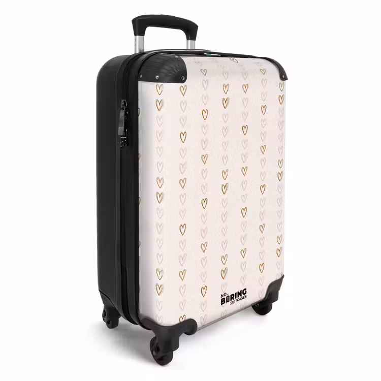 Suitcase - Line hearts on beige — 4