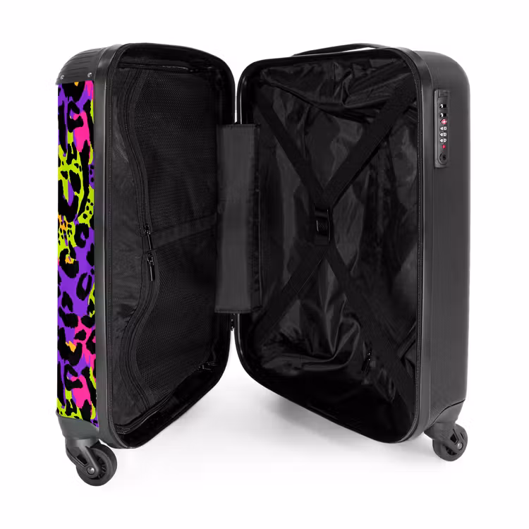 Suitcase - Neon panther print on purple with colorful accents — 3
