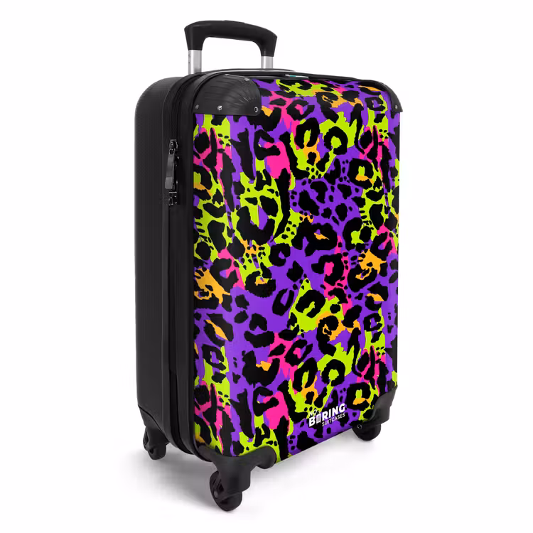 Suitcase - Neon panther print on purple with colorful accents — 4