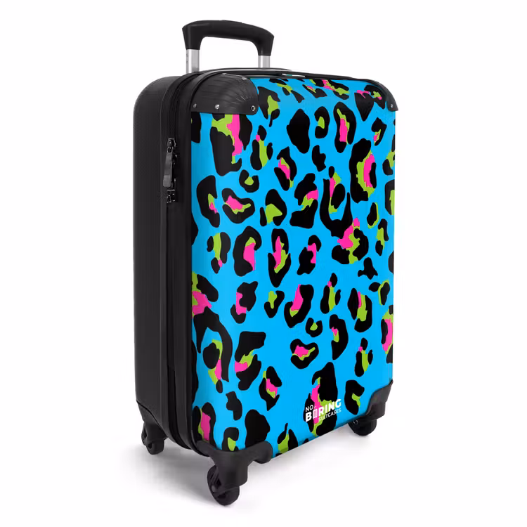 Suitcase - Panther pattern in neon colors on blue background — 4