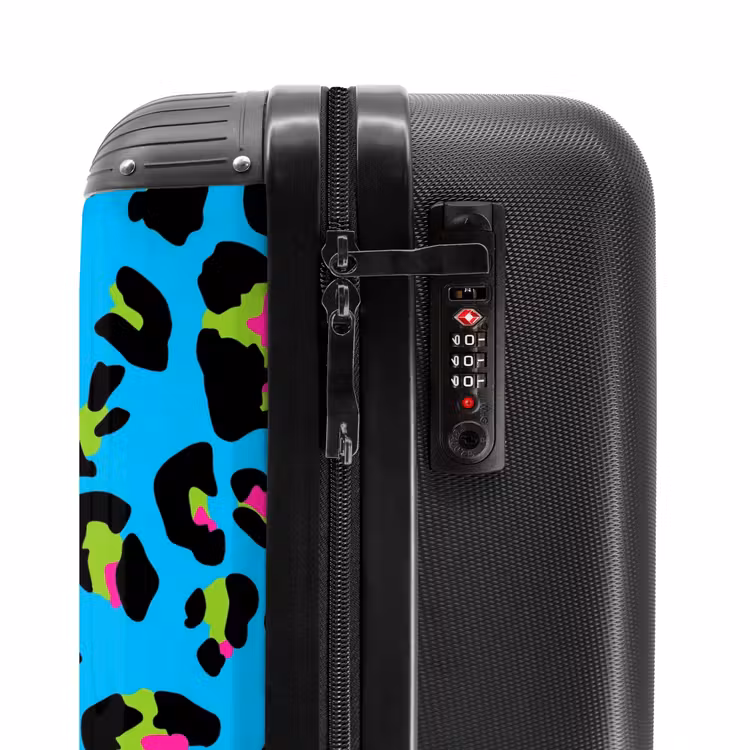 Suitcase - Panther pattern in neon colors on blue background — 5