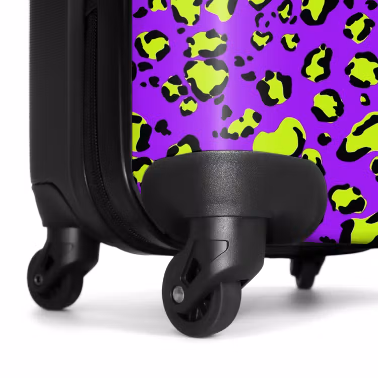 Suitcase - Panther print in lime green on purple background — 6