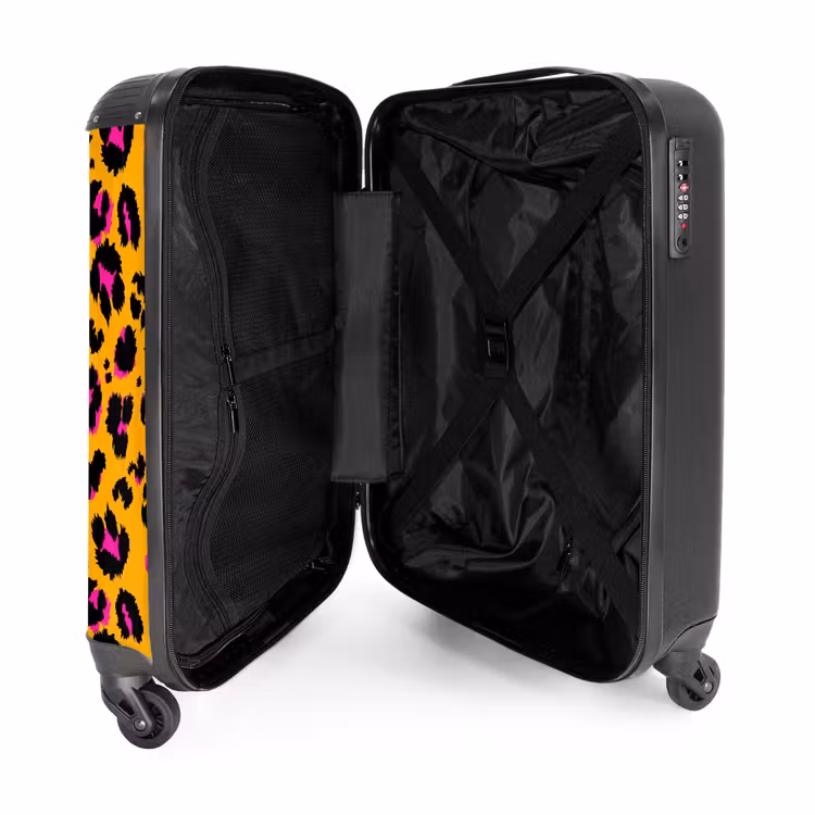 Suitcase - Panther spots in black and pink on an orange background — 3