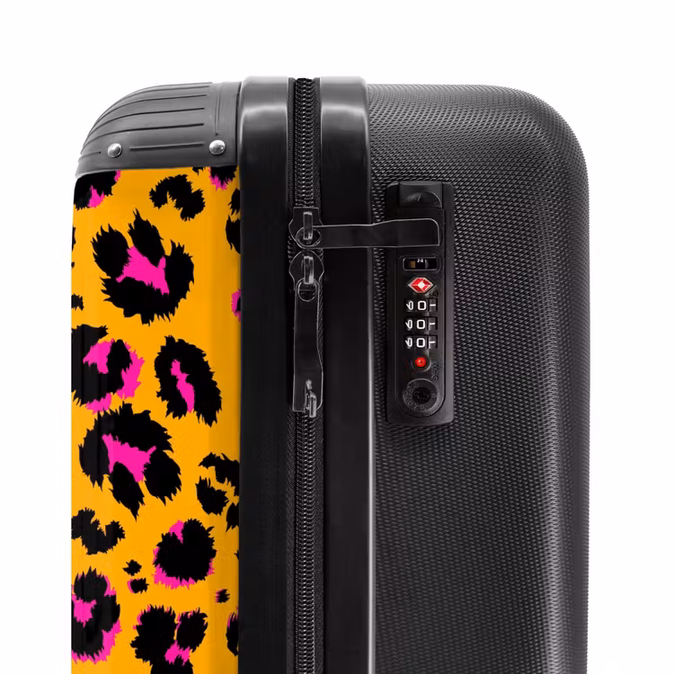 Suitcase - Panther spots in black and pink on an orange background — 5