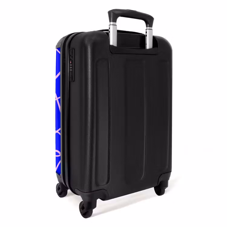 Suitcase - Pink lines on cobalt blue — 2