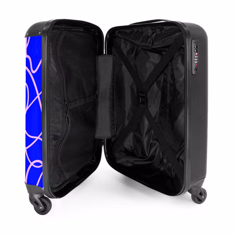 Suitcase - Pink lines on cobalt blue — 3