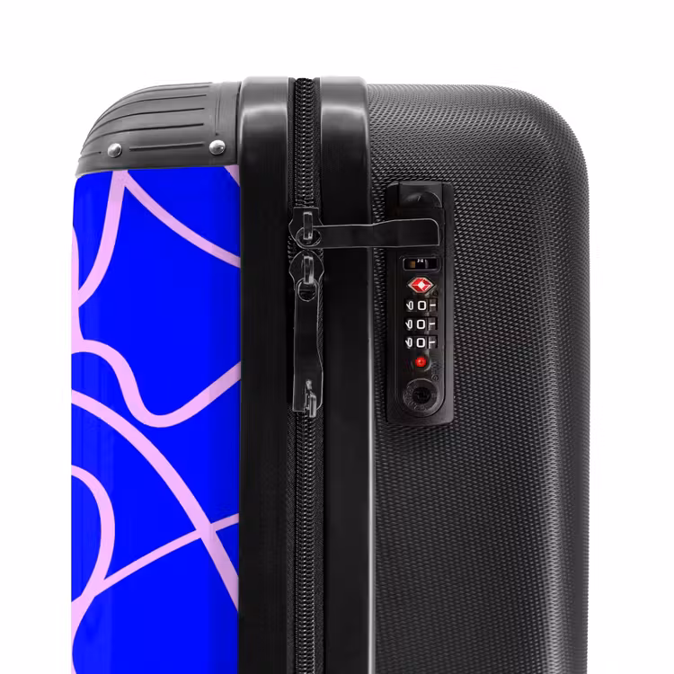 Suitcase - Pink lines on cobalt blue — 5