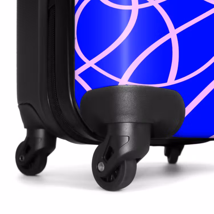 Suitcase - Pink lines on cobalt blue — 6