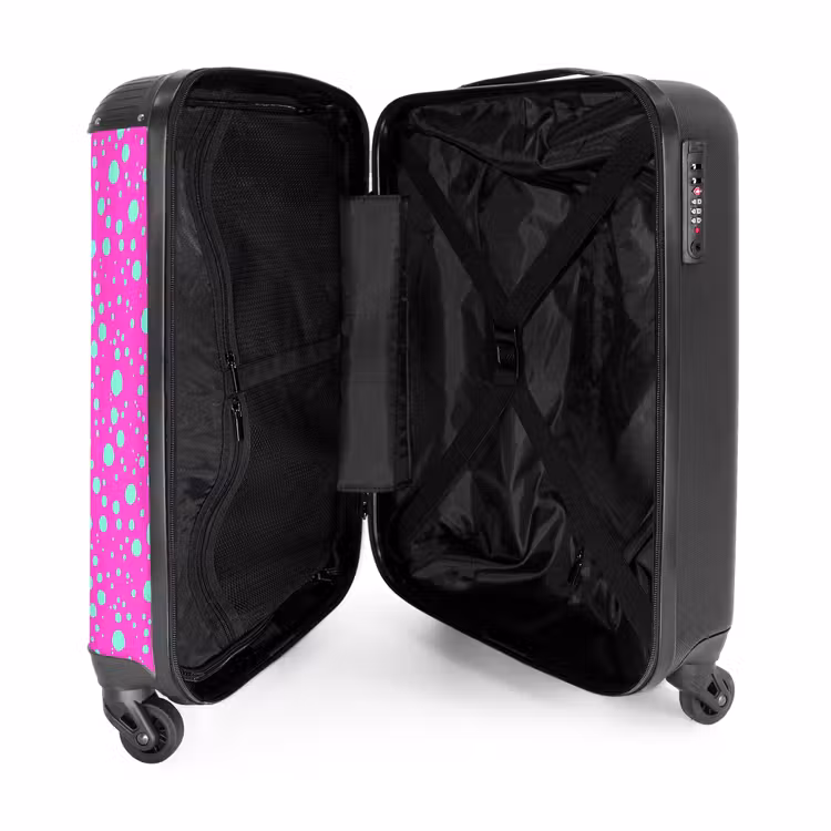 Suitcase - Turquoise dots on bright pink background — 3