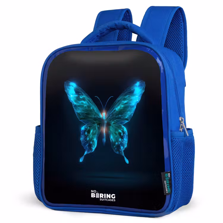 Kids backpack - Blue - Magical digital butterfly — 3