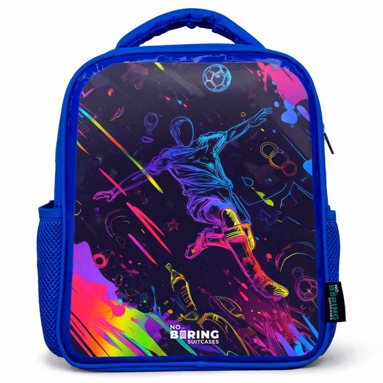 Kids backpack - Blue - Neon action packed soccer player — 1