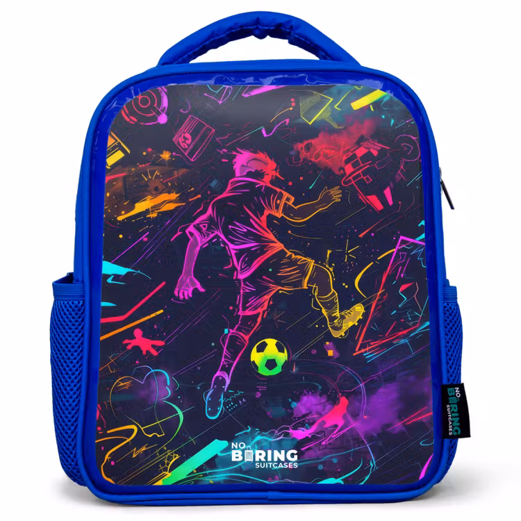 Kids backpack - Blue - Street soccer in space colors — 1