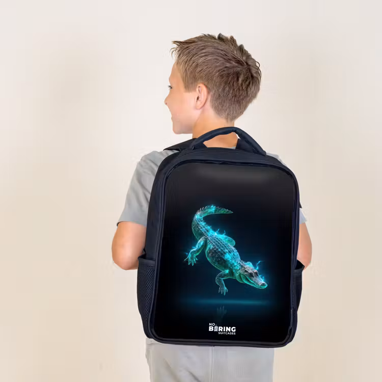 Kids backpack - Cyber crocodile in action pose — 2