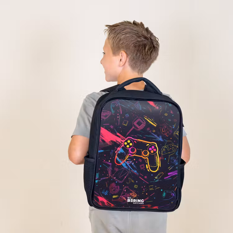 Kids backpack - Gamer world in neon style — 2