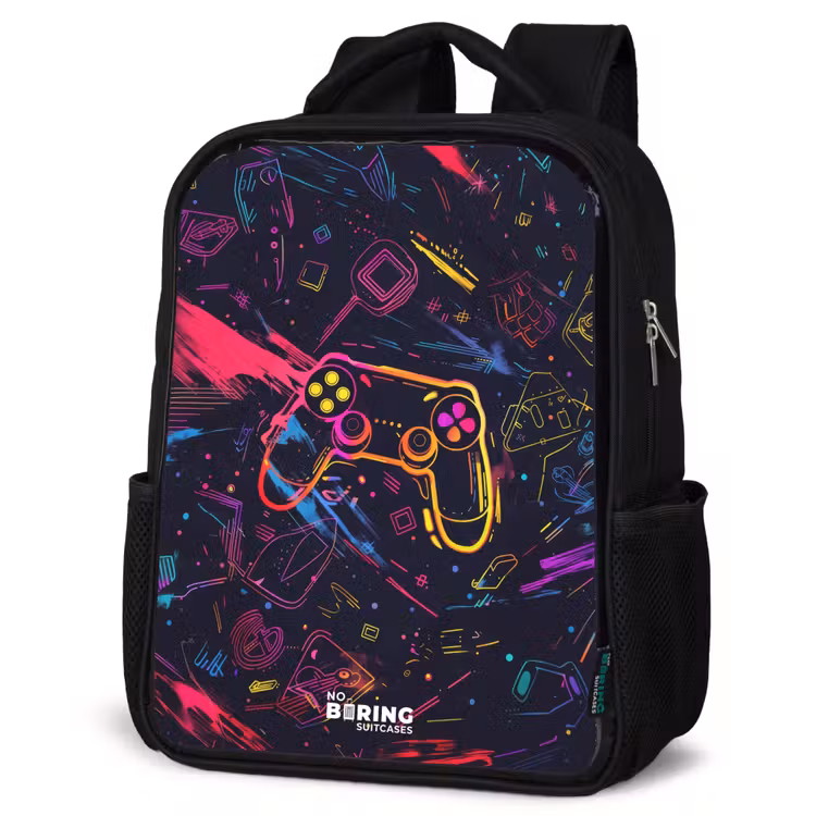 Kids backpack - Gamer world in neon style — 4