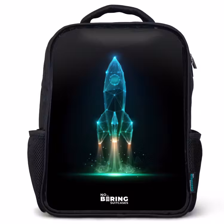 Kids backpack - Launching rocket in neon style — 1