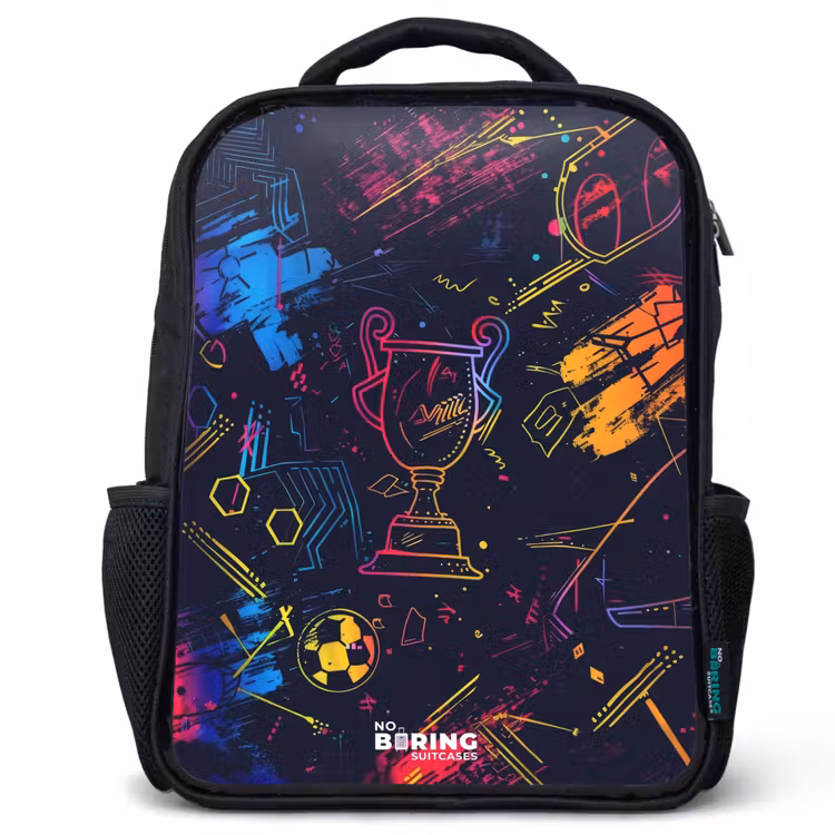 Kids backpack - Neon sports trophy design — 1