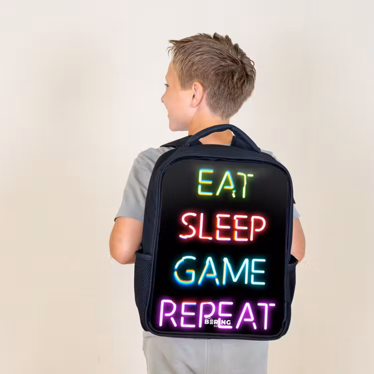 Kids backpack - Qoute with neon lights — 2