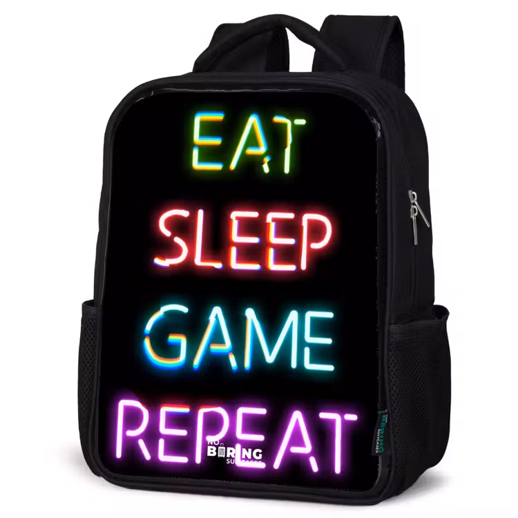 Kids backpack - Qoute with neon lights — 4