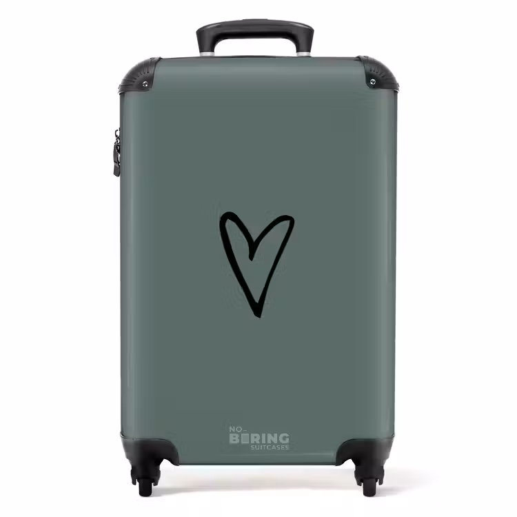 Suitcase - Green background with black heart — 1