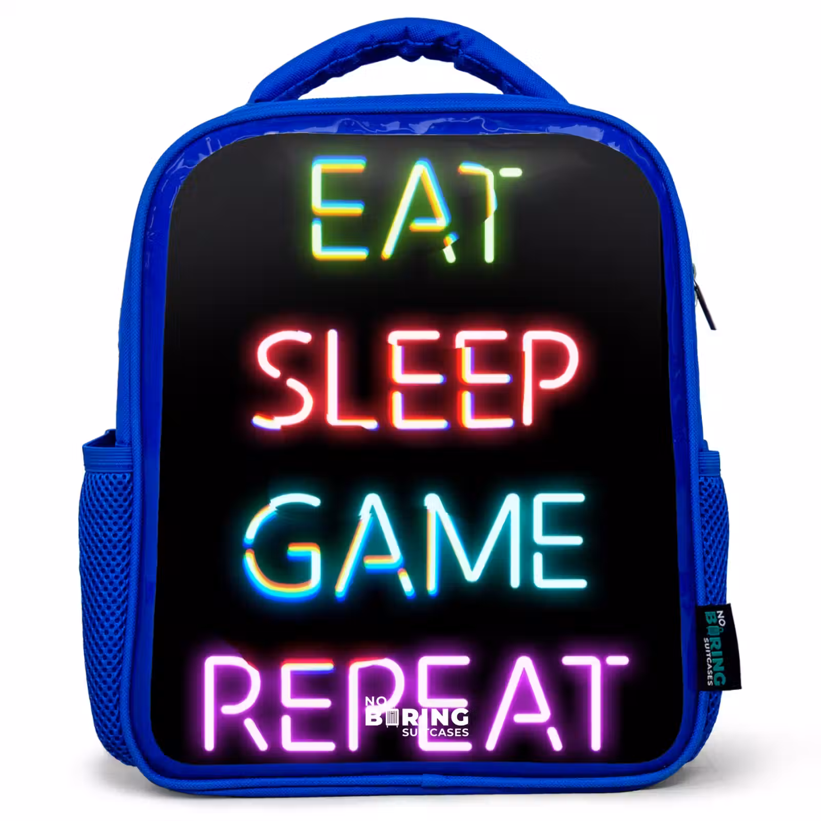 Kids backpack - Blue - Qoute with neon lights — 1