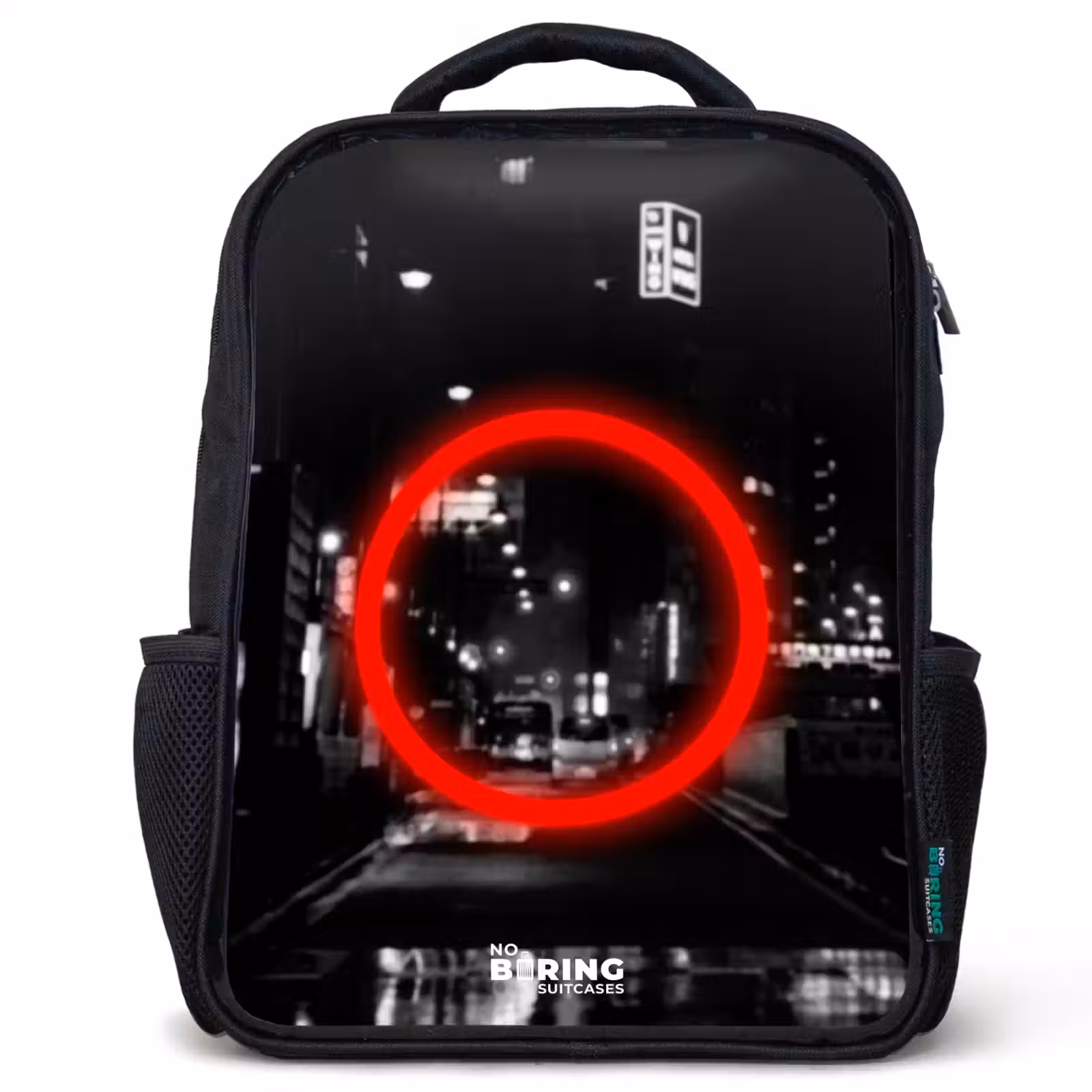 Kids backpack - Bright red circle over a city street — 1