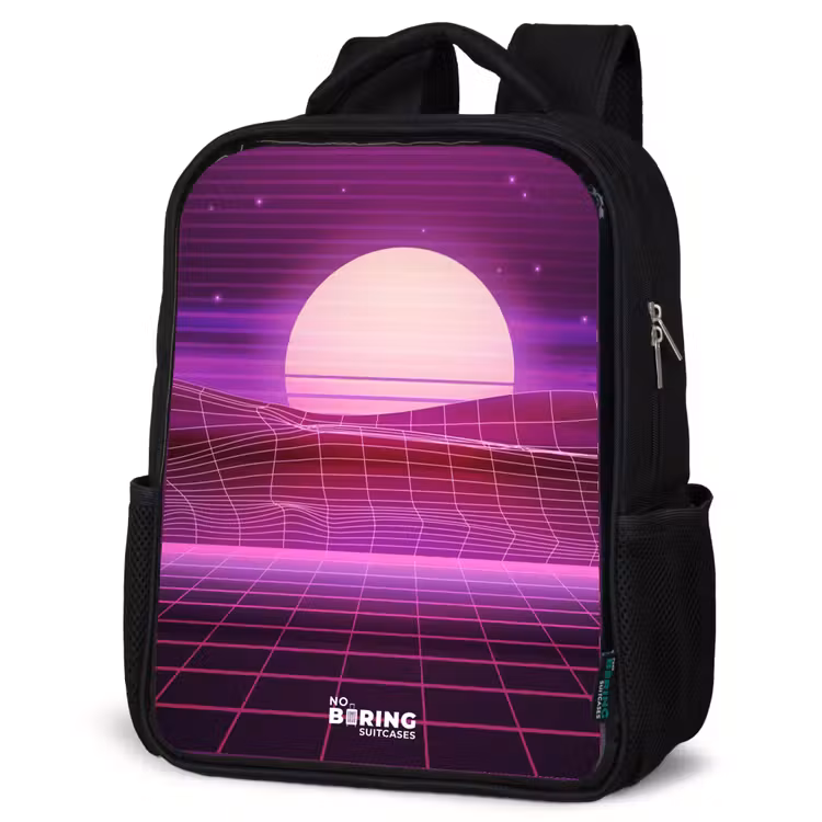 Kids backpack - Grid landscape with sun — 4