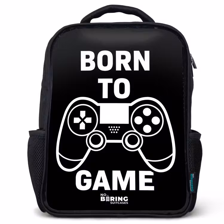 Kids backpack - Qoute with controller in black and white — 1
