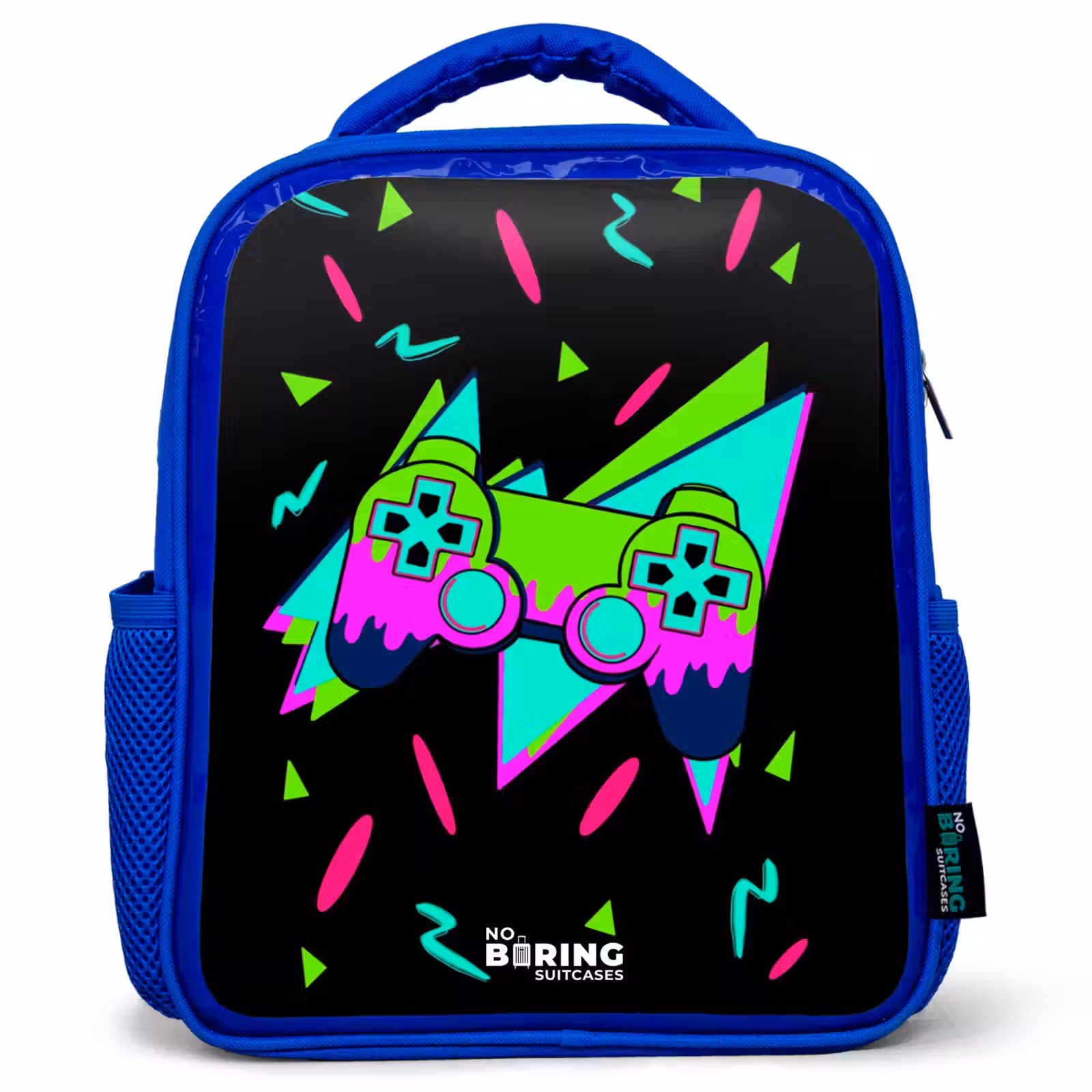 Kids backpack - Blue - Neon controller on black — 1