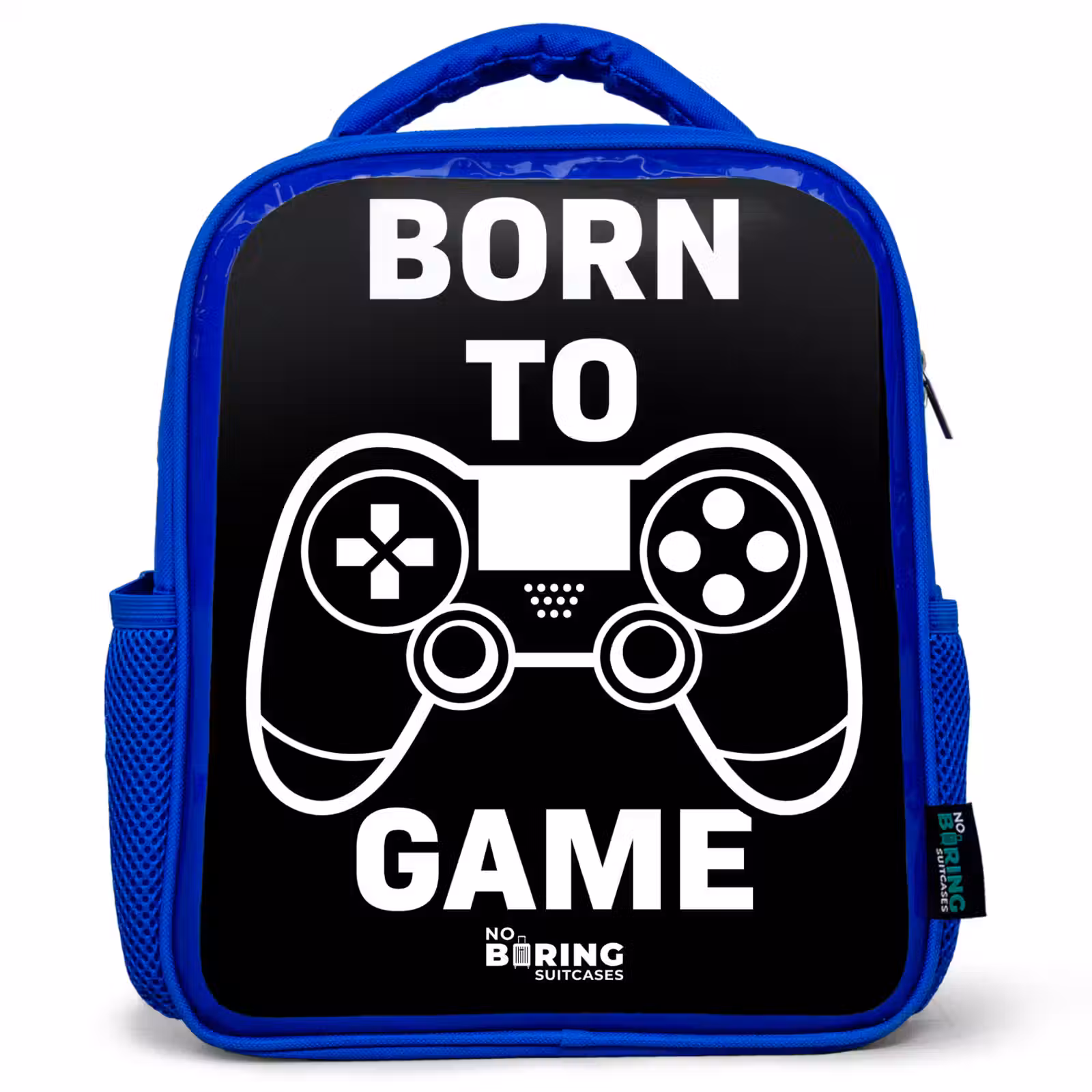 Kids backpack - Blue - Qoute with controller in black and white — 1