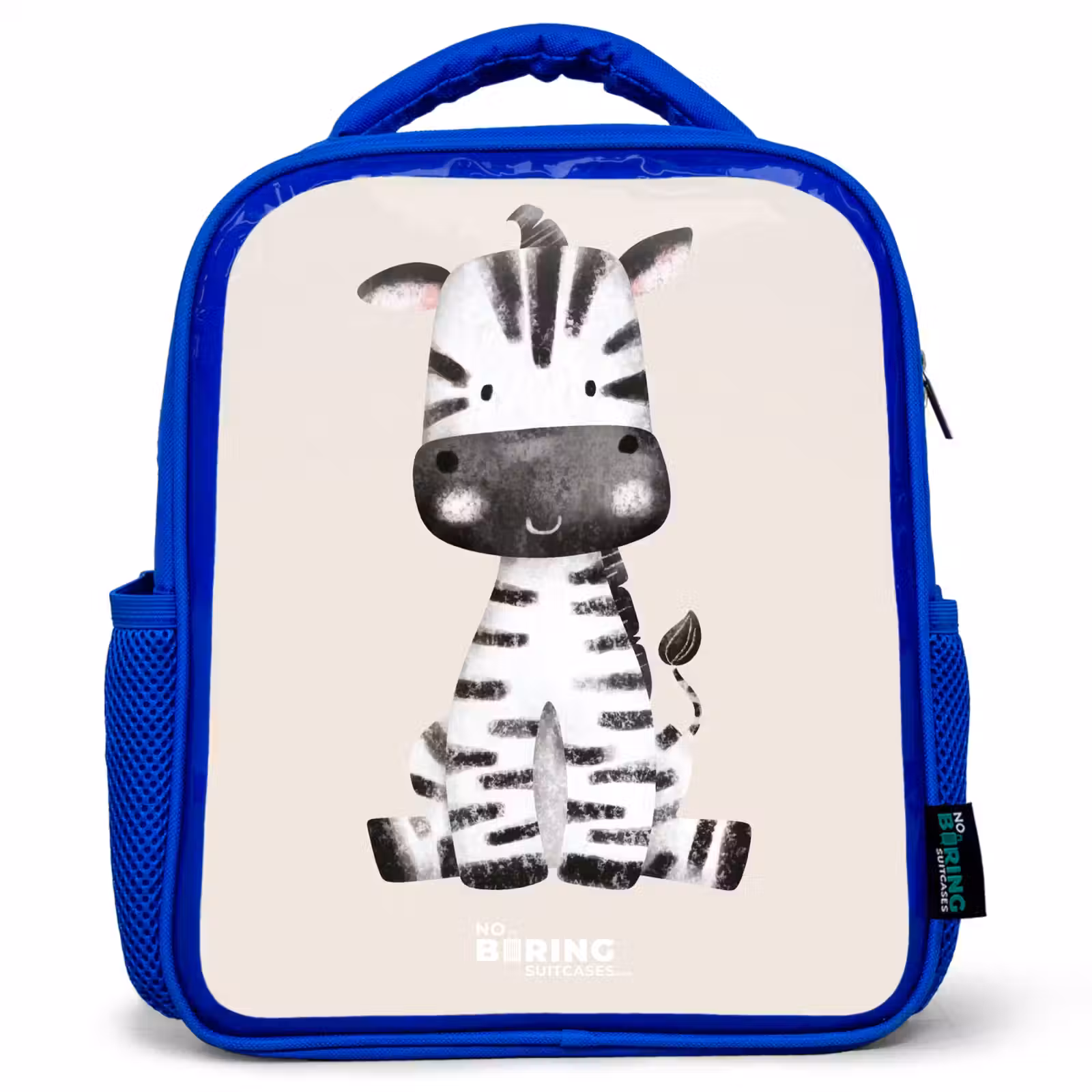 Kids backpack - Blue - Zebra portrait drawing with beige background — 1
