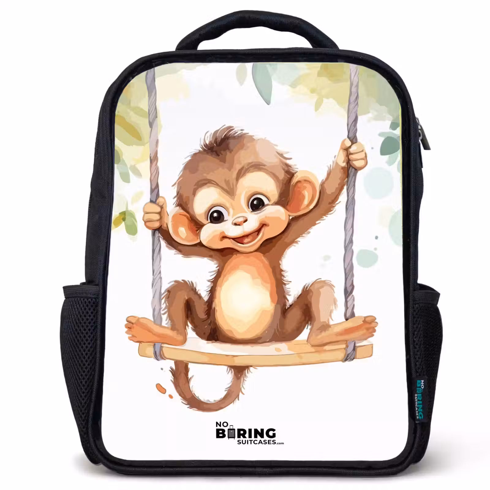 Kids backpack - Cheerful monkey on a swing illustration — 1