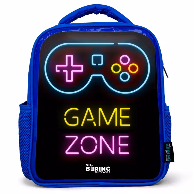 Kids backpack - Blue - Qoute with neon colors — 1