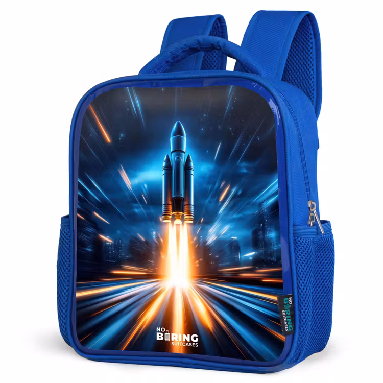 Kids backpack - Blue - Space rocket takes off in nocturnal light show — 3