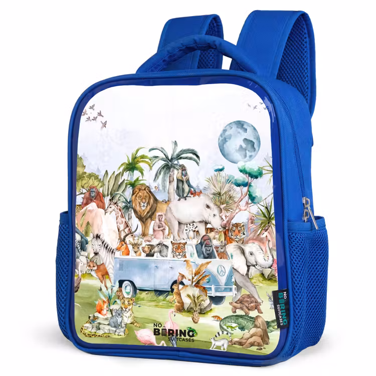 Kids backpack - Blue - Van with all the animals — 3