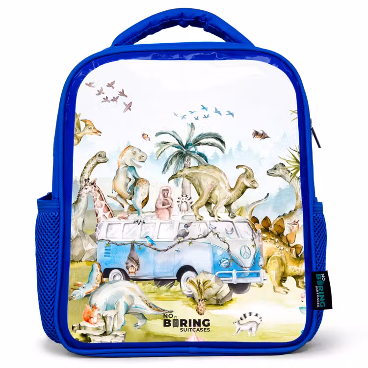 Kids backpack - Blue - Van with dinos — 1