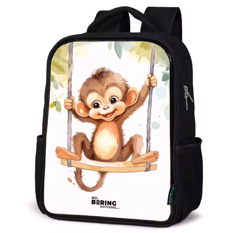 Kids backpack - Cheerful monkey on a swing illustration — 4
