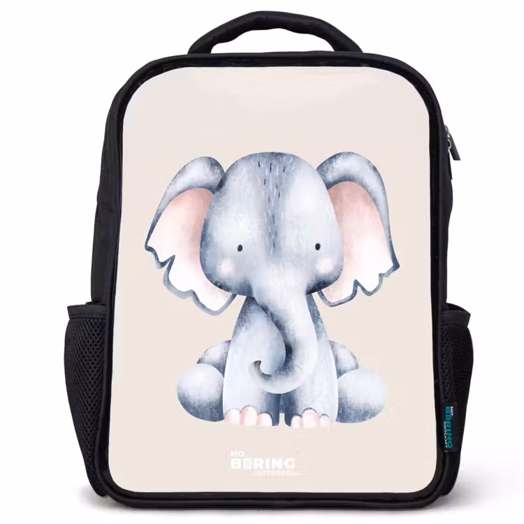 Kids backpack - Elephant drawing against a beige background — 1
