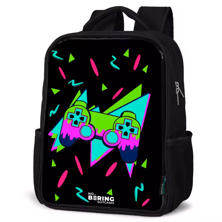 Kids backpack - Neon controller on black — 4