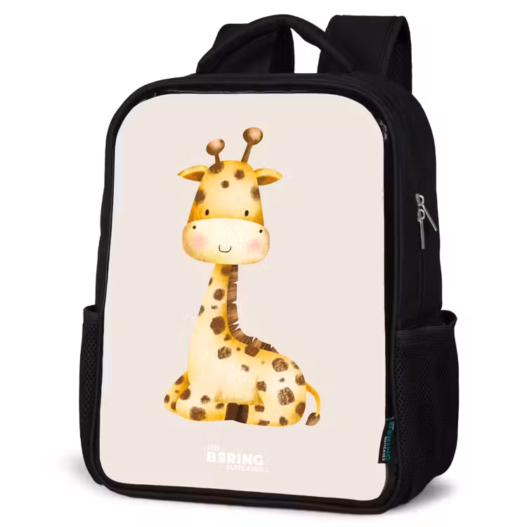 Kids backpack - Reclining giraffe illustration on beige background — 4