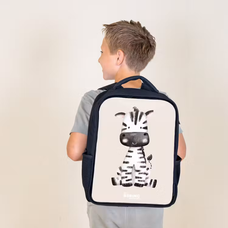 Kids backpack - Zebra portrait drawing with beige background — 2