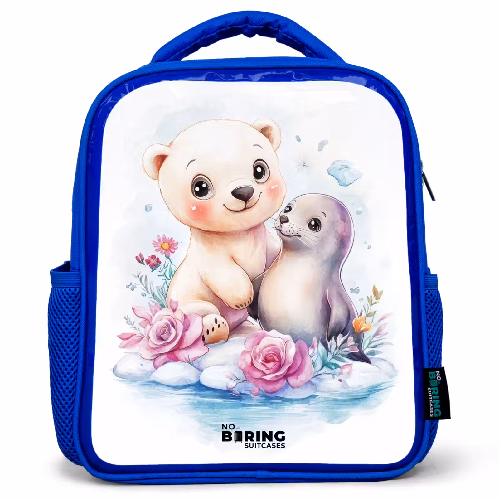 Kids backpack - Blue - Polar bear and seal on an ice floe — 1