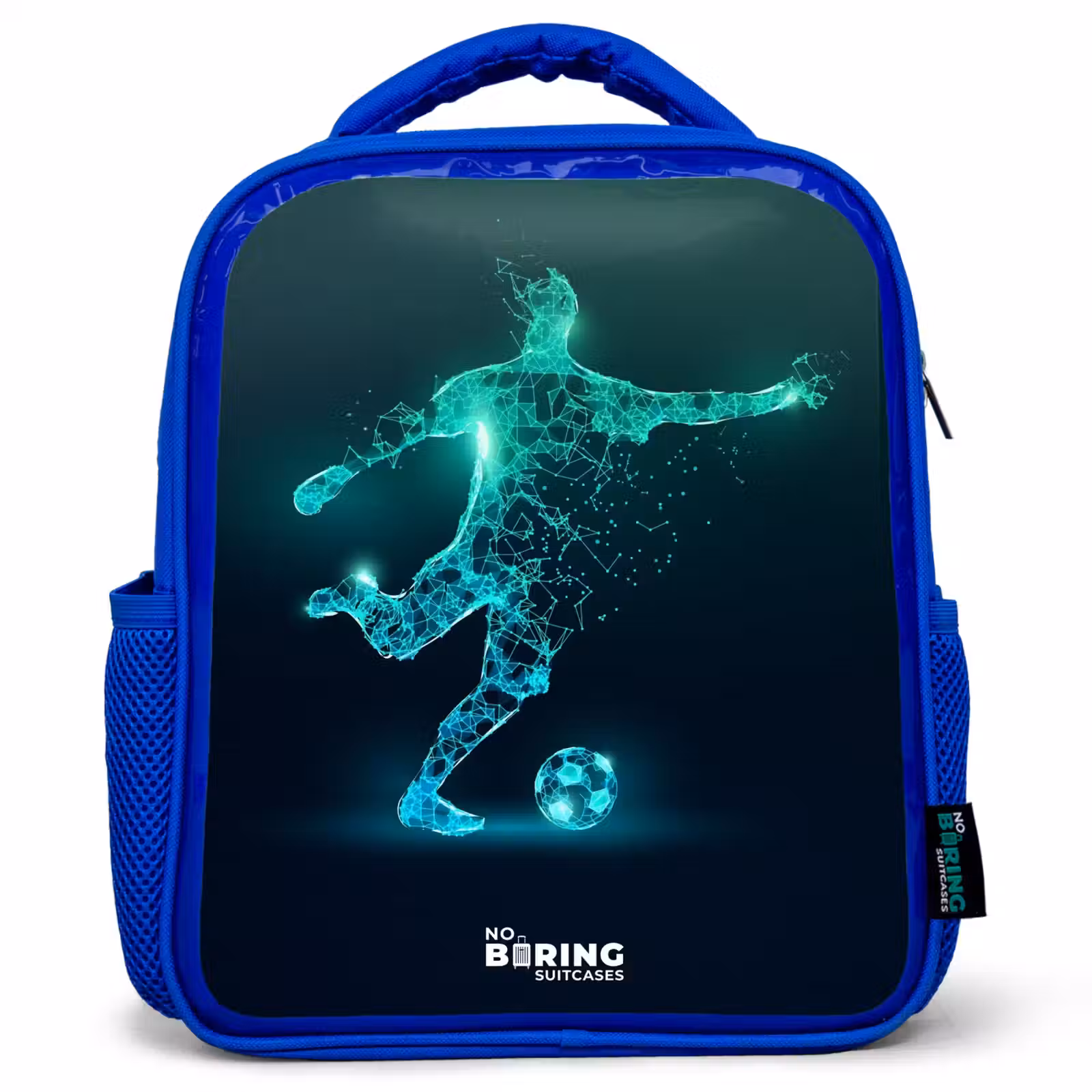 Kids backpack - Blue - Soccer player forcefully kicks in digital form — 1