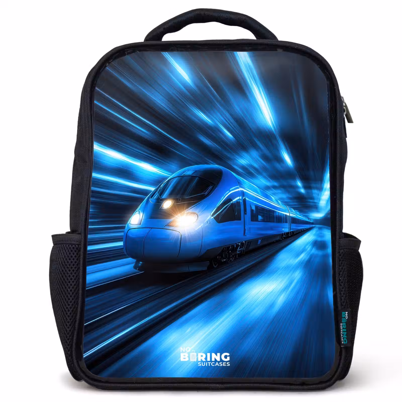 Kids backpack - Superfast train in neon blue tunnel — 1